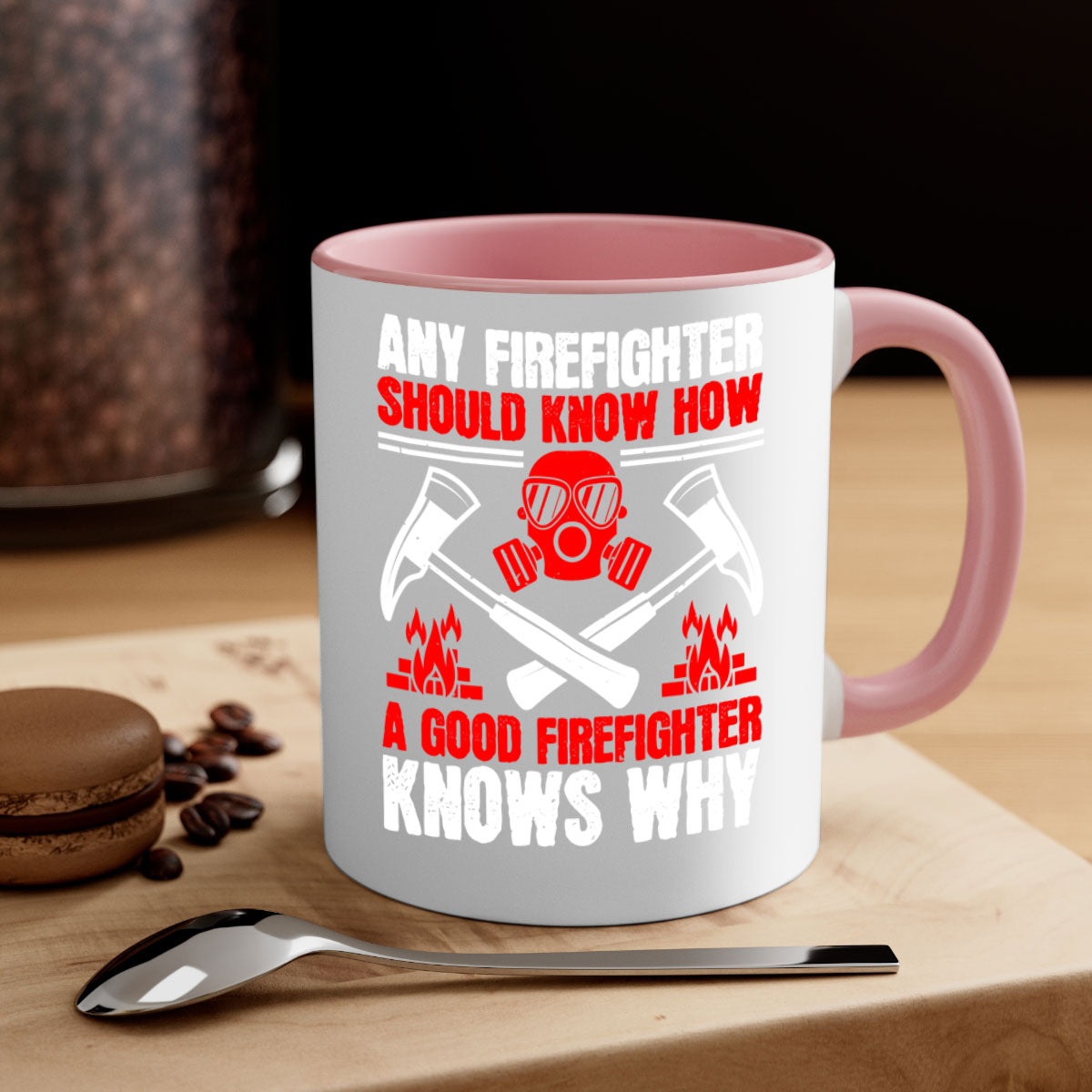 A stylish two-tone firefighter mug with a glossy finish, featuring a colored handle and interior, available in multiple colors.