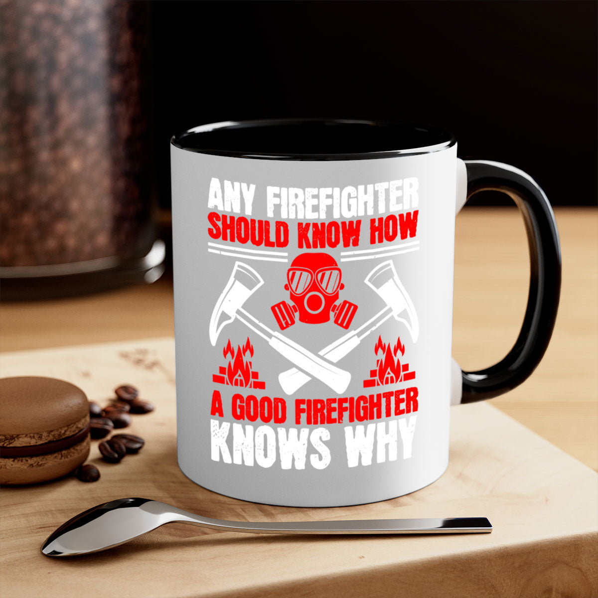A stylish two-tone firefighter mug with a glossy finish, featuring a colored handle and interior, available in multiple colors.
