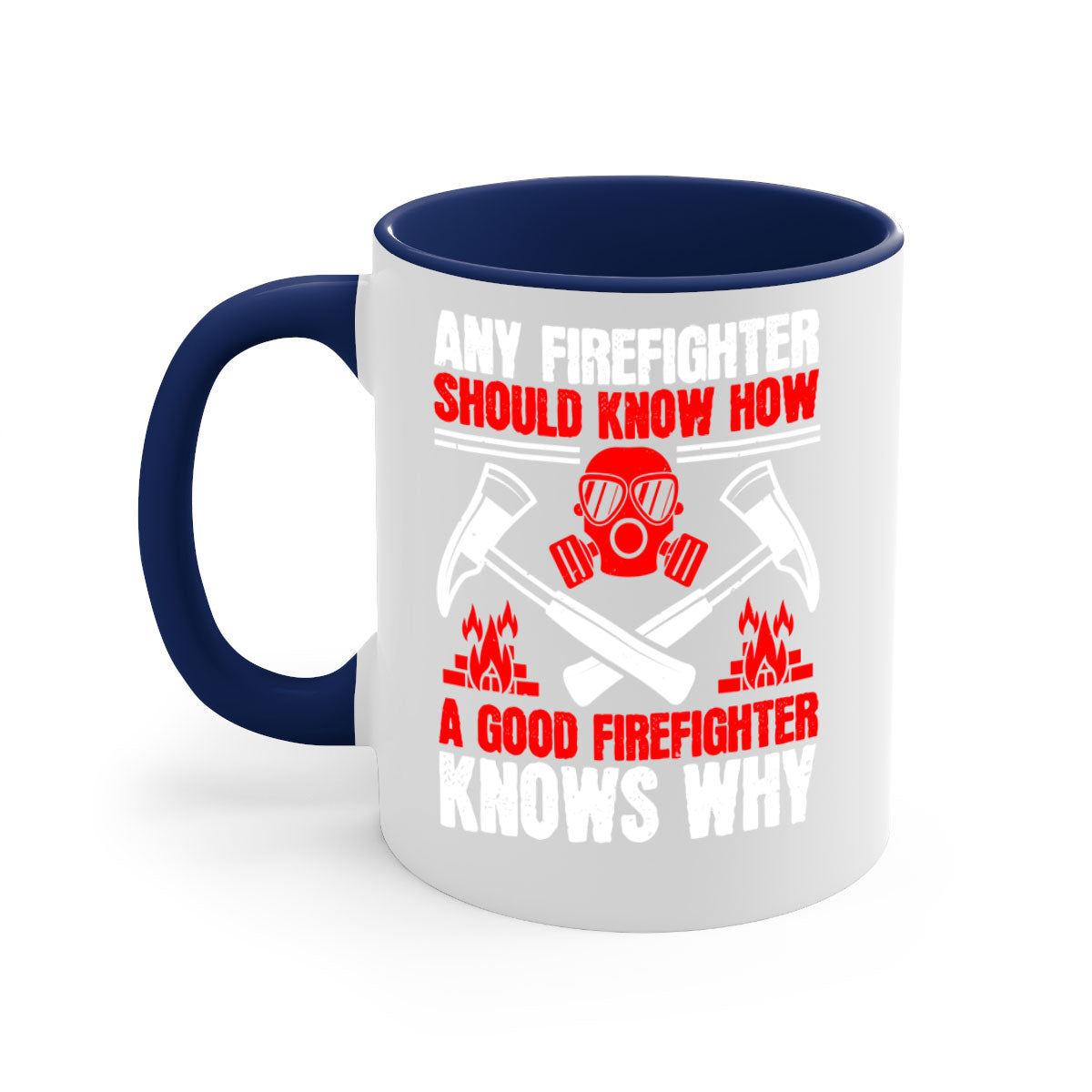 A stylish two-tone firefighter mug with a glossy finish, featuring a colored handle and interior, available in multiple colors.