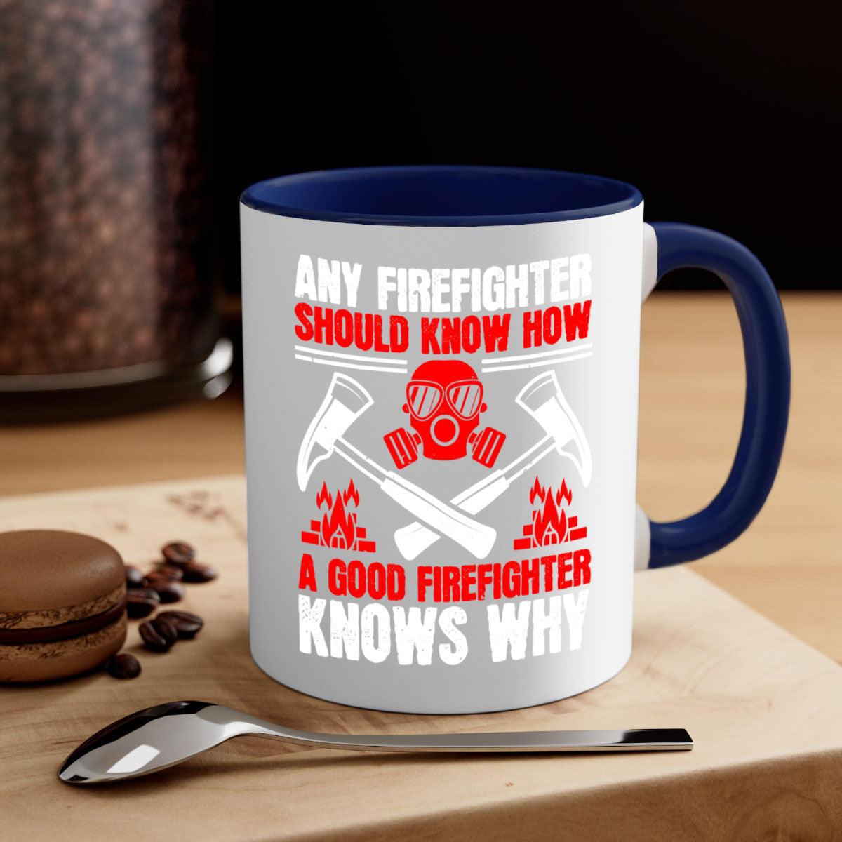 A stylish two-tone firefighter mug with a glossy finish, featuring a colored handle and interior, available in multiple colors.