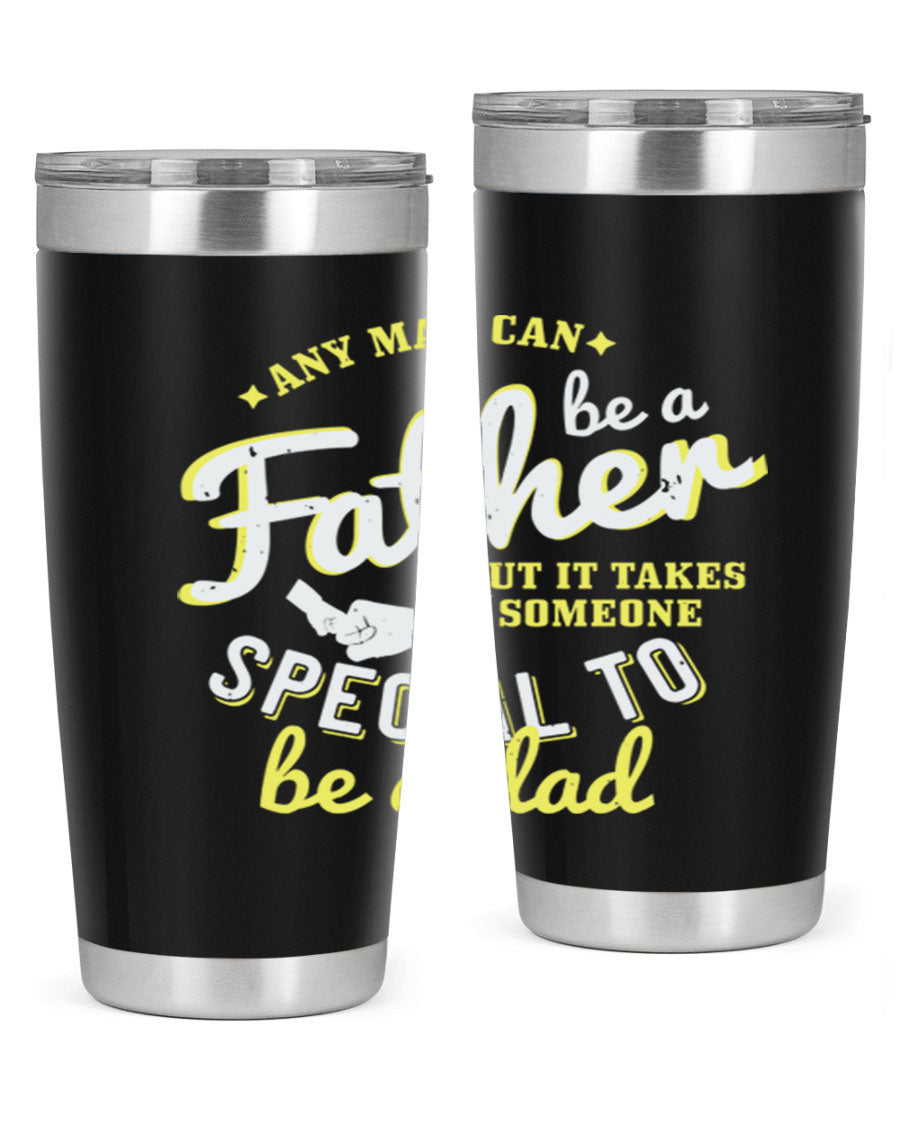 Any Man Can Be 257# Tumbler in stainless steel with a sleek design, perfect for hot and cold beverages.