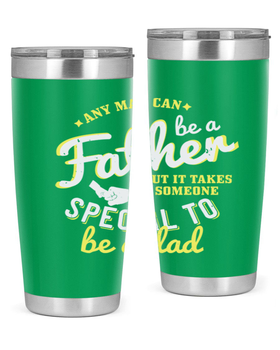 Any Man Can Be 257# Tumbler in stainless steel with a sleek design, perfect for hot and cold beverages.