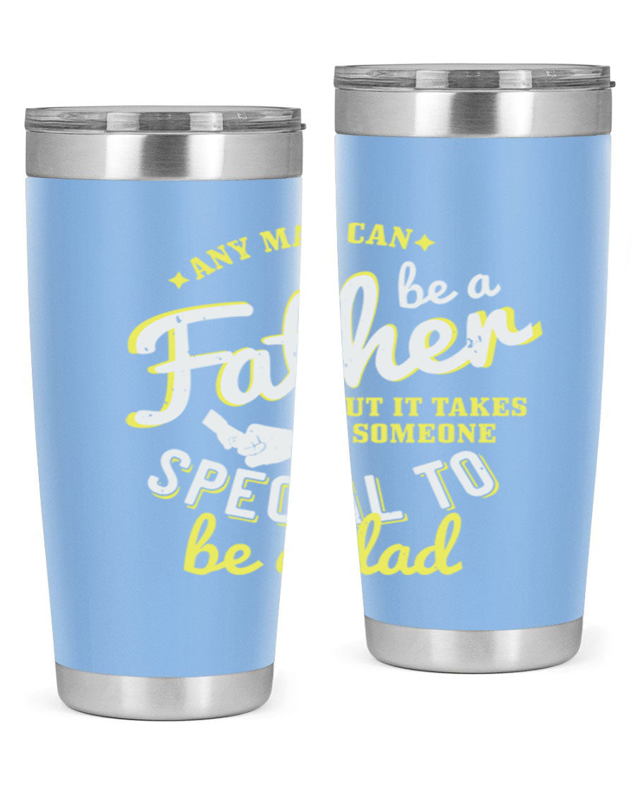 Any Man Can Be 257# Tumbler in stainless steel with a sleek design, perfect for hot and cold beverages.
