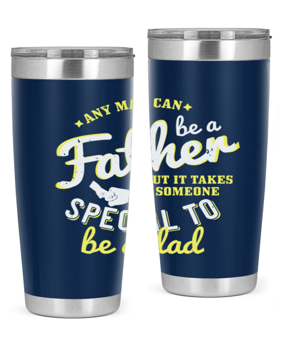 Any Man Can Be 257# Tumbler in stainless steel with a sleek design, perfect for hot and cold beverages.