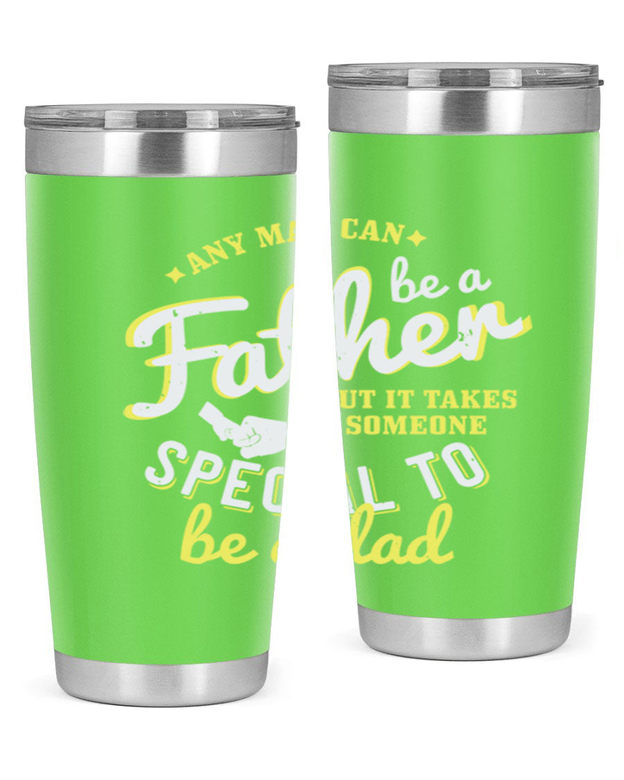 Any Man Can Be 257# Tumbler in stainless steel with a sleek design, perfect for hot and cold beverages.