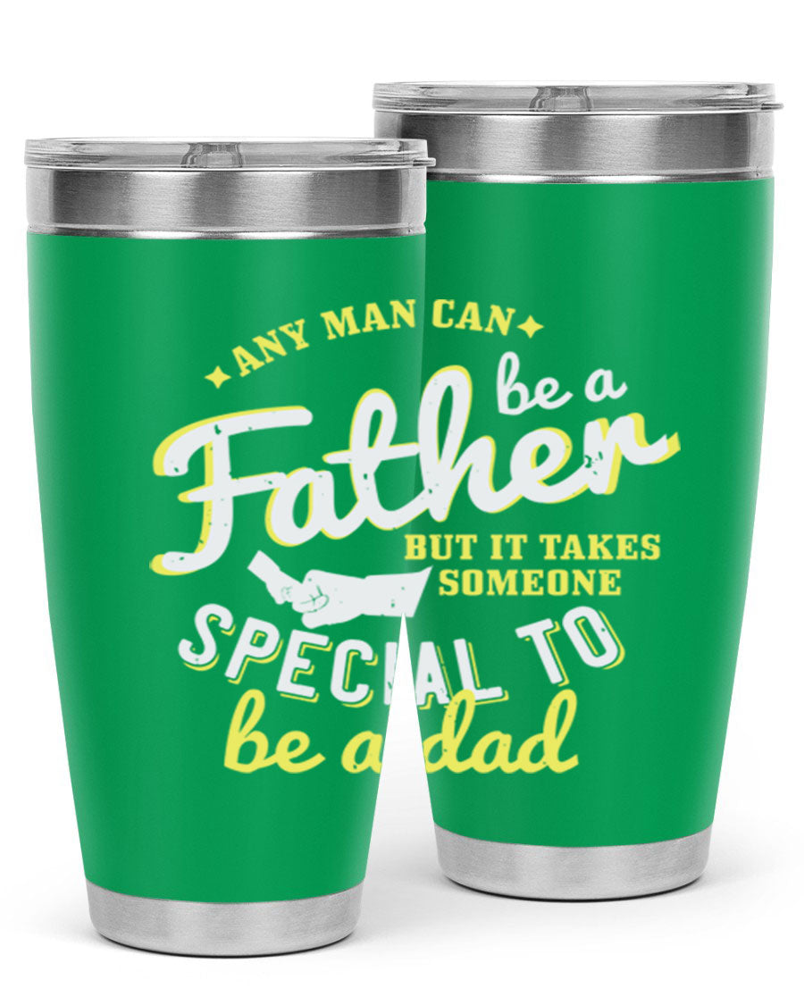 Any Man Can Be 257# Tumbler in stainless steel with a sleek design, perfect for hot and cold beverages.