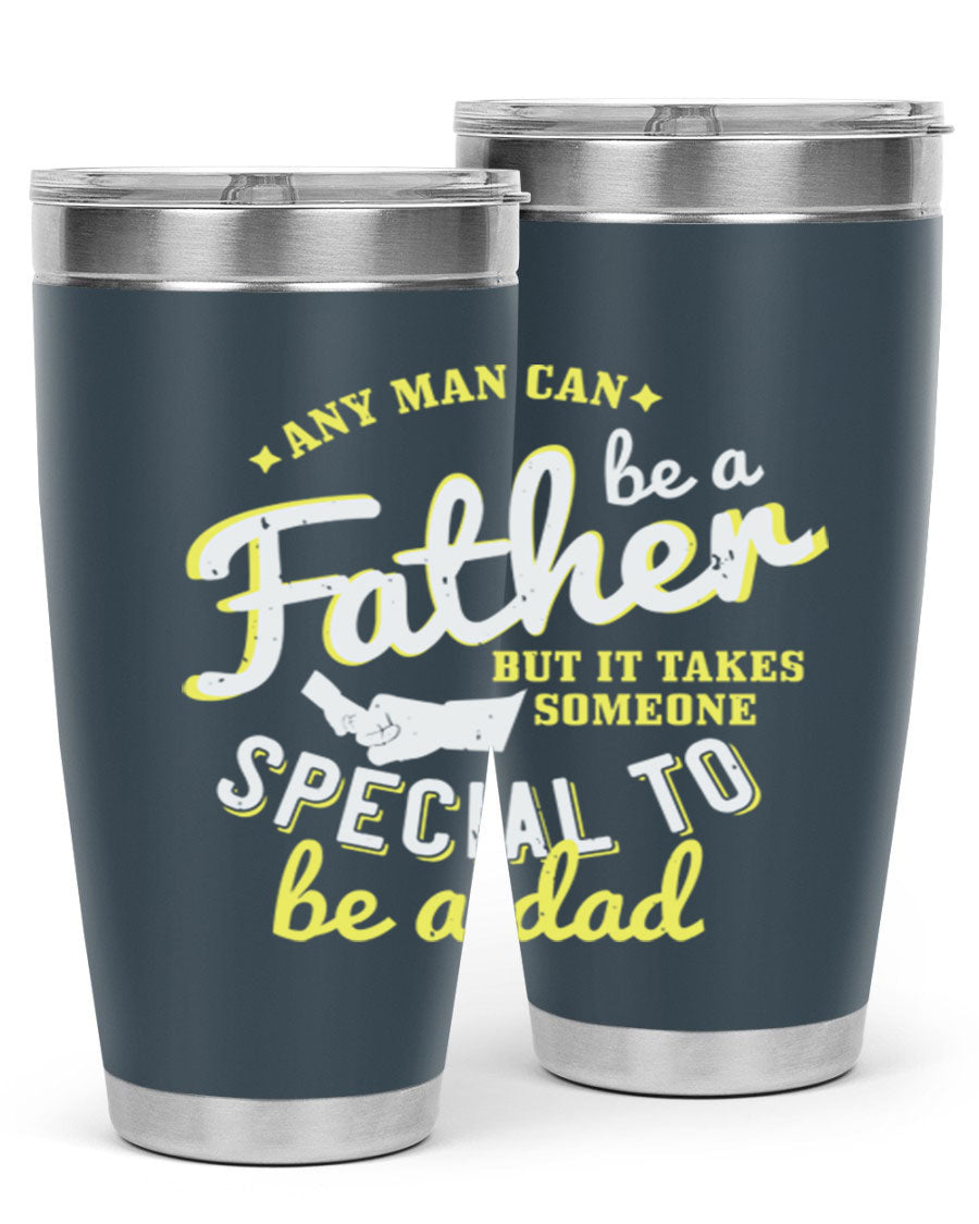 Any Man Can Be 257# Tumbler in stainless steel with a sleek design, perfect for hot and cold beverages.