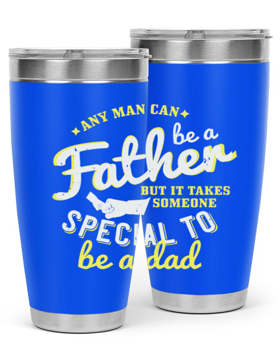 Any Man Can Be 257# Tumbler in stainless steel with a sleek design, perfect for hot and cold beverages.