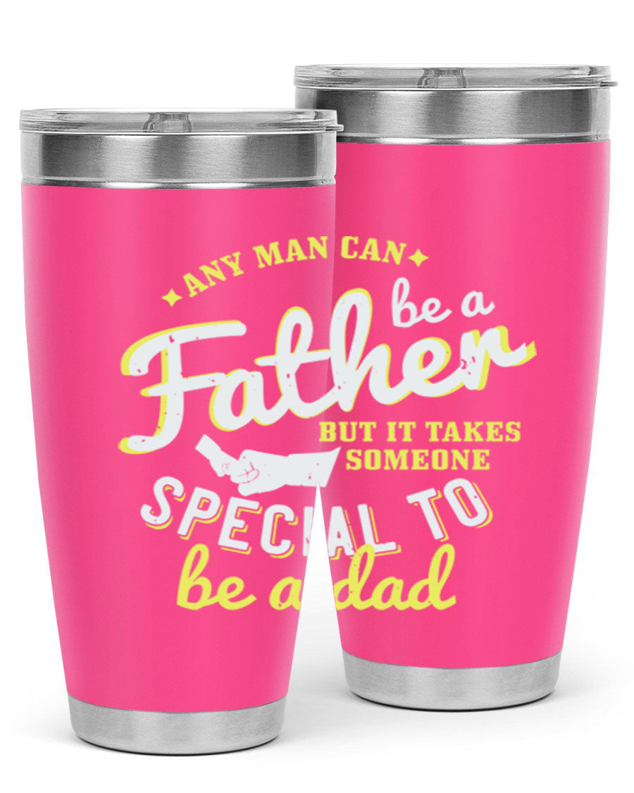 Any Man Can Be 257# Tumbler in stainless steel with a sleek design, perfect for hot and cold beverages.