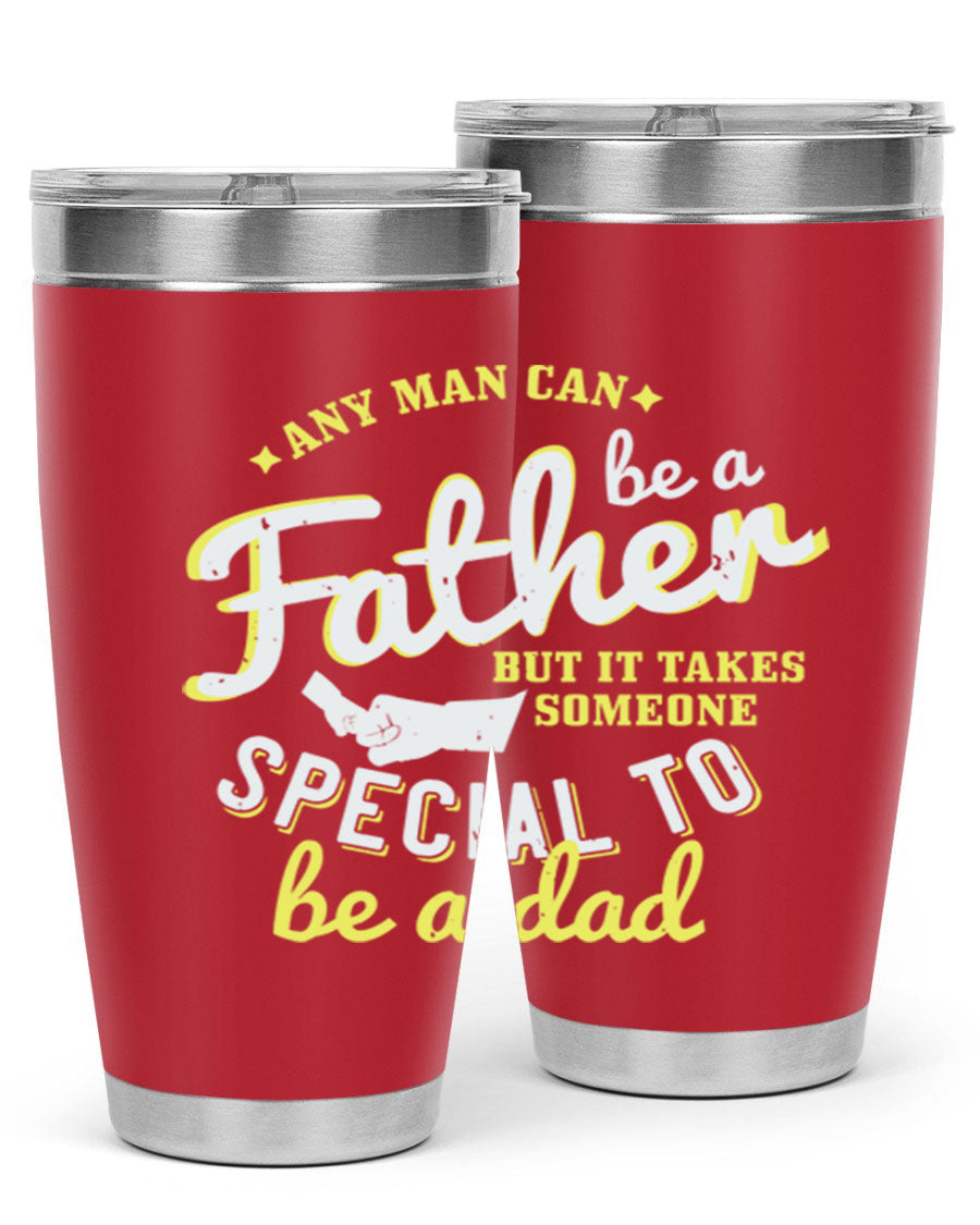 Any Man Can Be 257# Tumbler in stainless steel with a sleek design, perfect for hot and cold beverages.