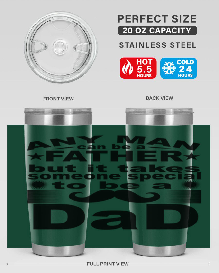 Any Man Father PNGA 238# Tumbler in stainless steel with a drink-thru lid, perfect for hot and cold beverages.