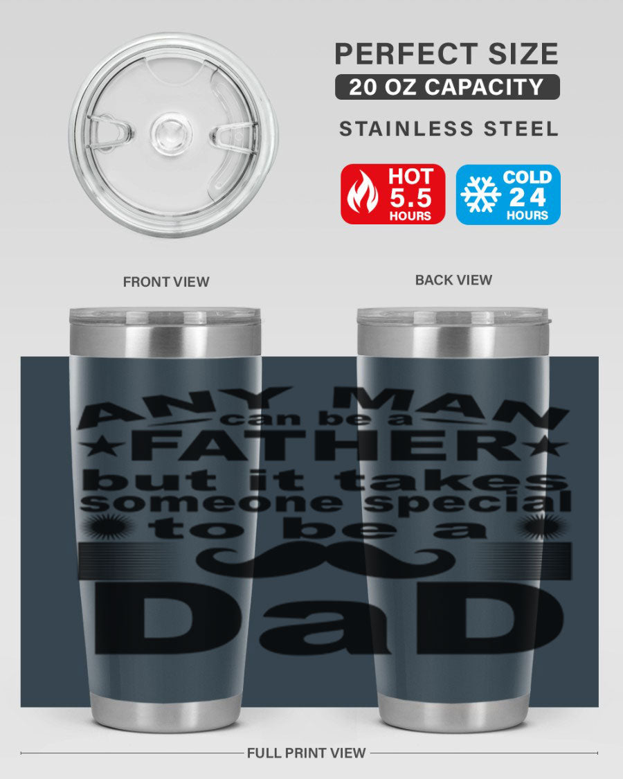 Any Man Father PNGA 238# Tumbler in stainless steel with a drink-thru lid, perfect for hot and cold beverages.