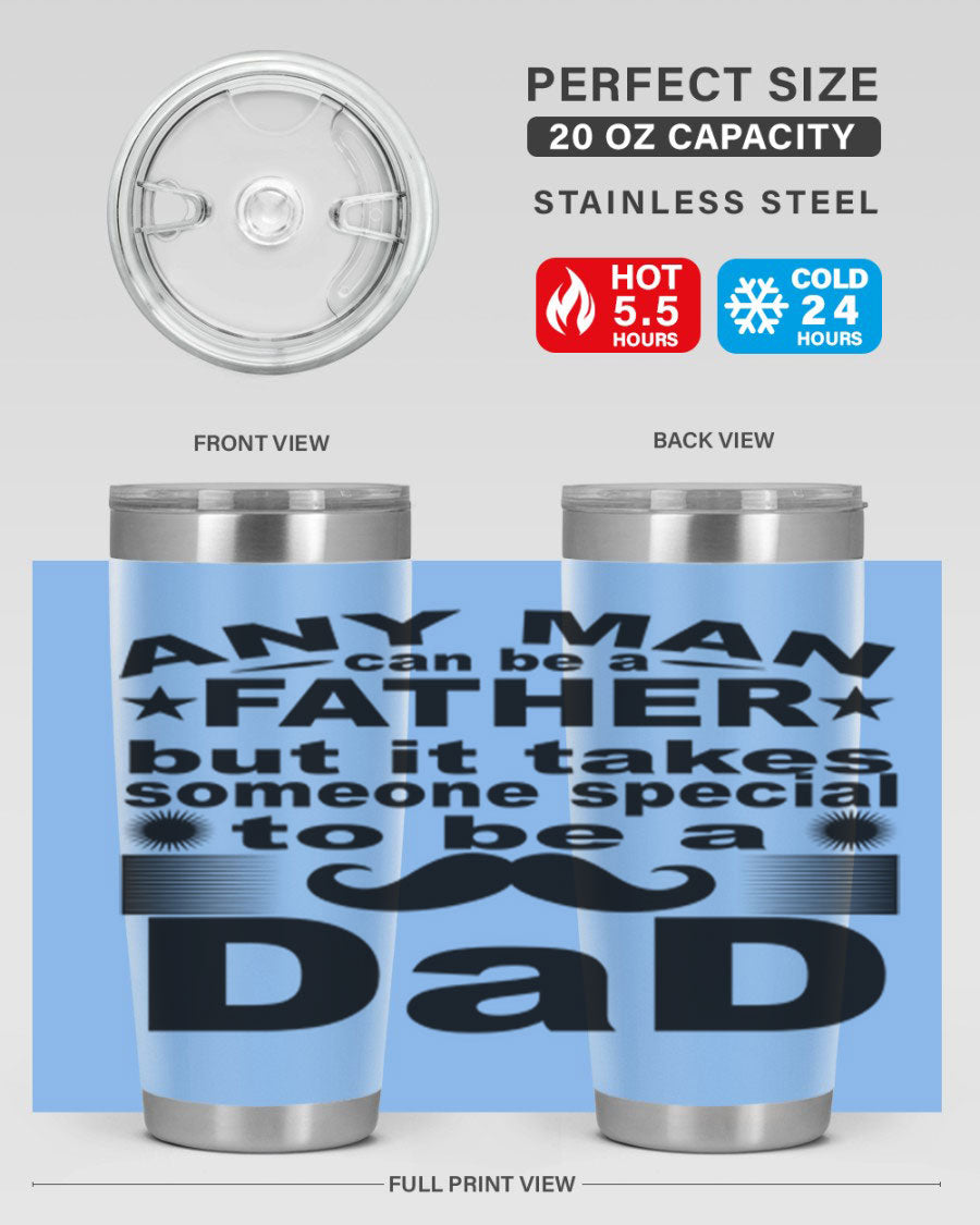 Any Man Father PNGA 238# Tumbler in stainless steel with a drink-thru lid, perfect for hot and cold beverages.