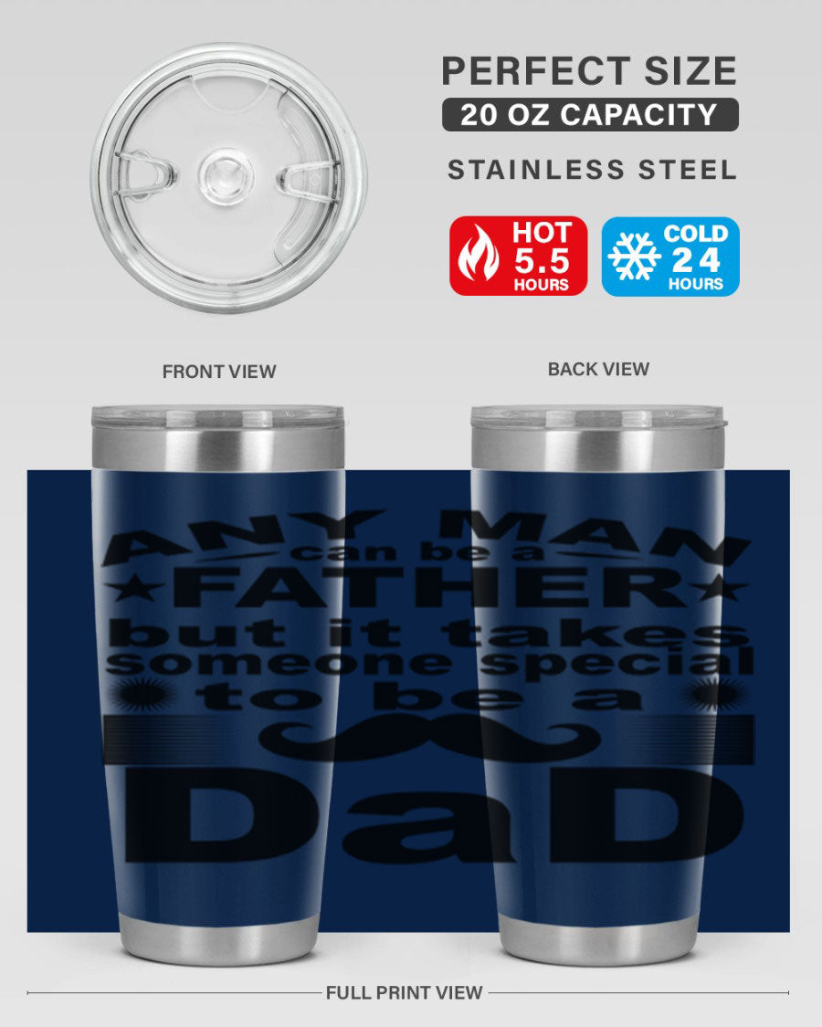 Any Man Father PNGA 238# Tumbler in stainless steel with a drink-thru lid, perfect for hot and cold beverages.