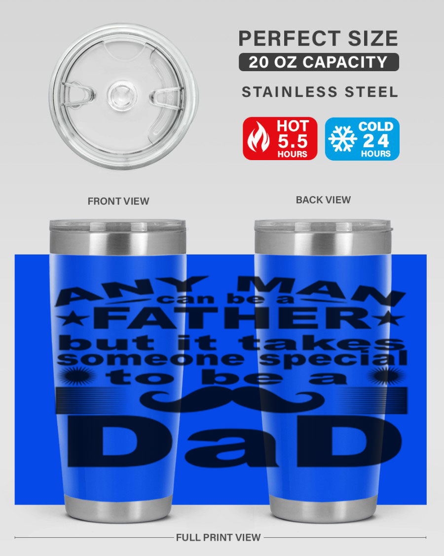 Any Man Father PNGA 238# Tumbler in stainless steel with a drink-thru lid, perfect for hot and cold beverages.
