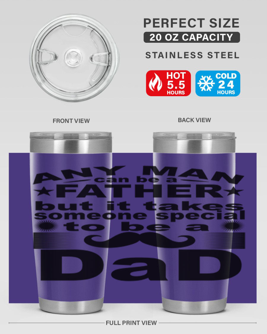 Any Man Father PNGA 238# Tumbler in stainless steel with a drink-thru lid, perfect for hot and cold beverages.