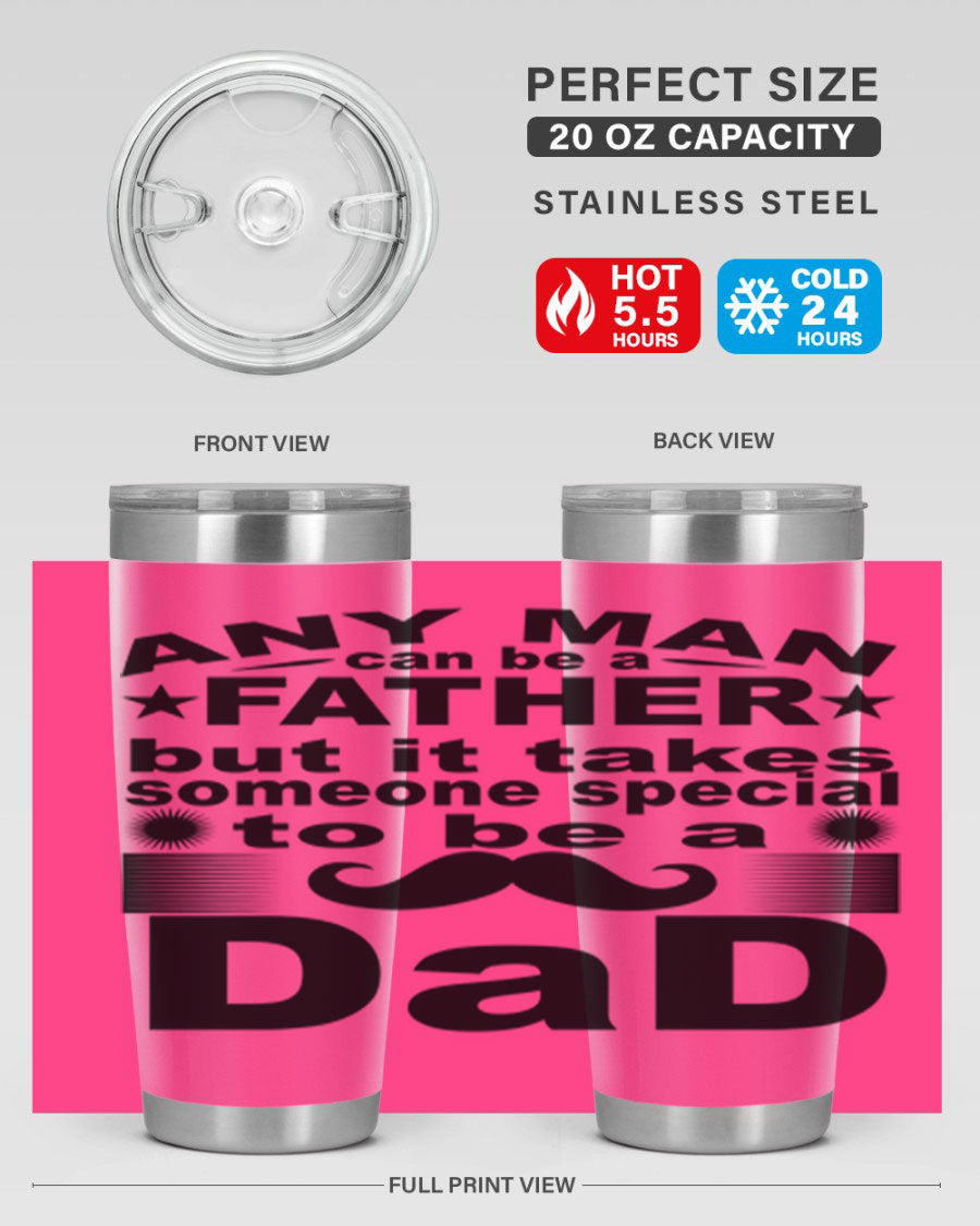 Any Man Father PNGA 238# Tumbler in stainless steel with a drink-thru lid, perfect for hot and cold beverages.