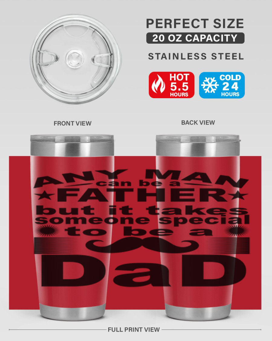 Any Man Father PNGA 238# Tumbler in stainless steel with a drink-thru lid, perfect for hot and cold beverages.