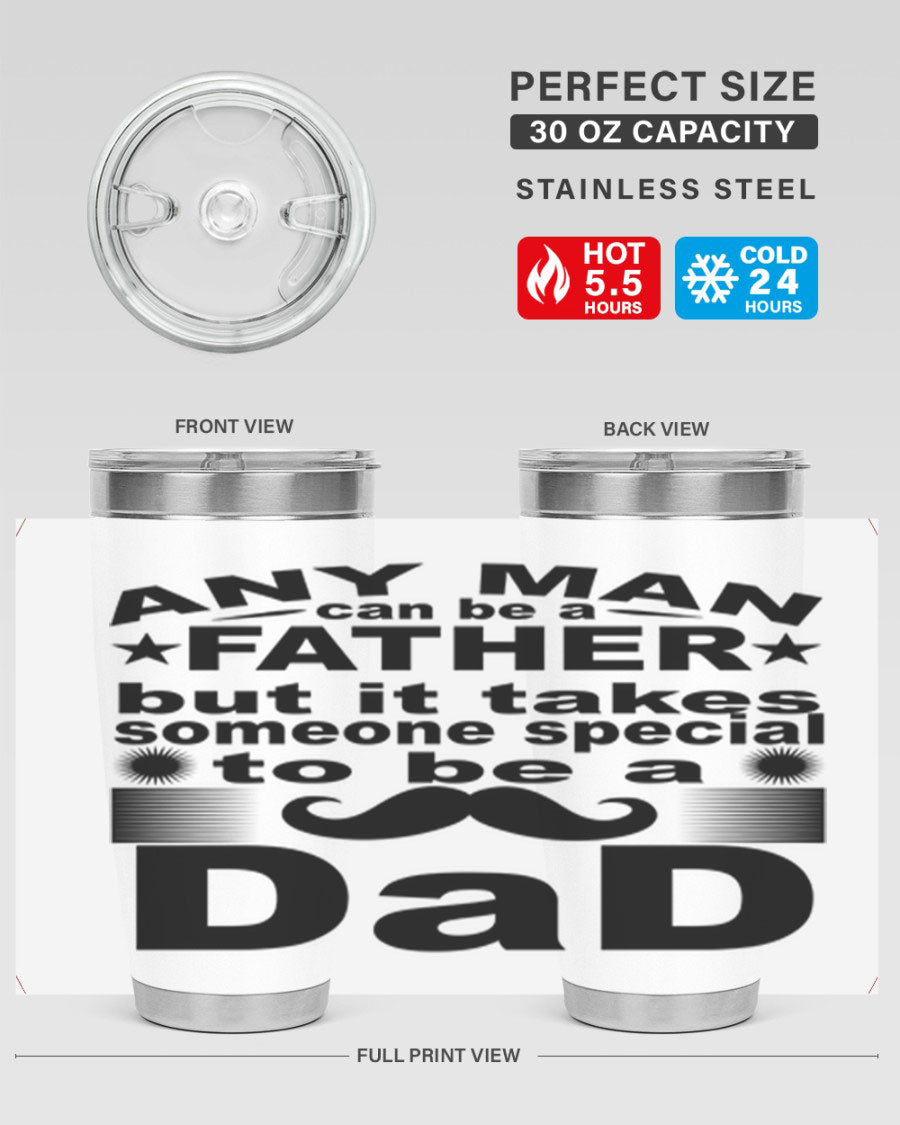 Any Man Father PNGA 238# Tumbler in stainless steel with a drink-thru lid, perfect for hot and cold beverages.
