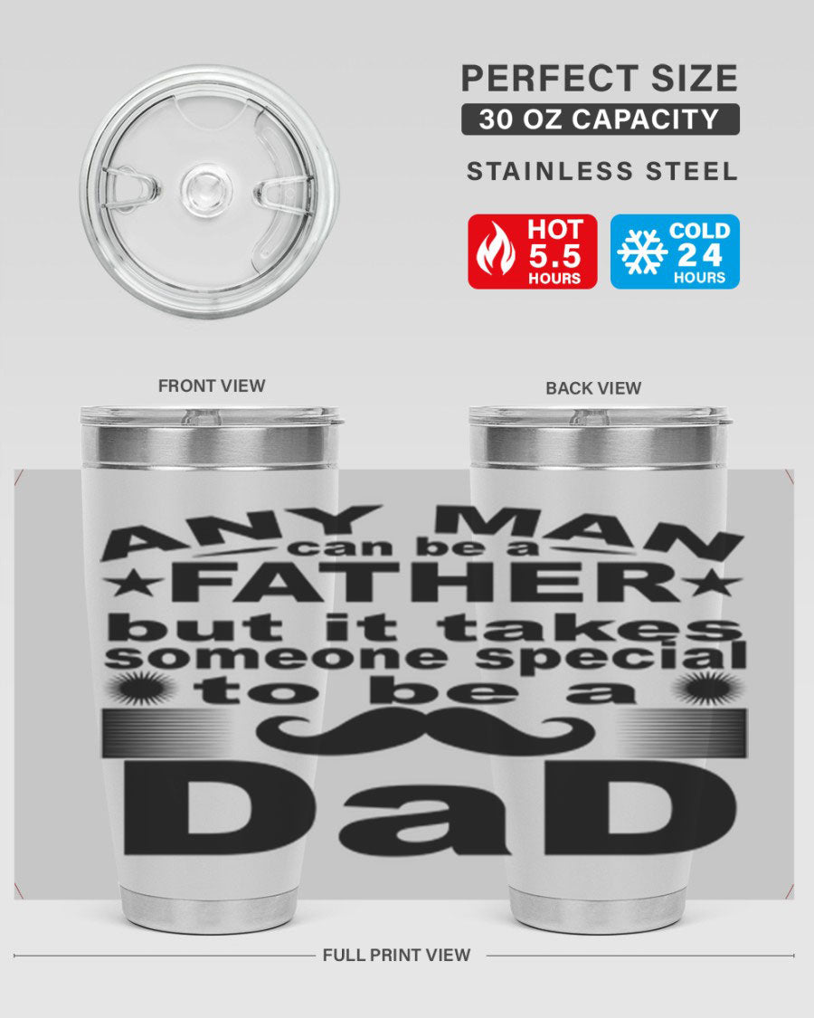 Any Man Father PNGA 238# Tumbler in stainless steel with a drink-thru lid, perfect for hot and cold beverages.