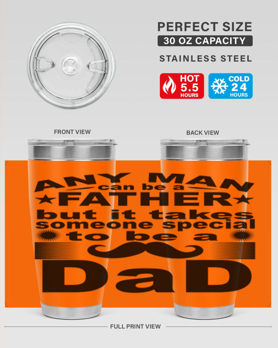 Any Man Father PNGA 238# Tumbler in stainless steel with a drink-thru lid, perfect for hot and cold beverages.