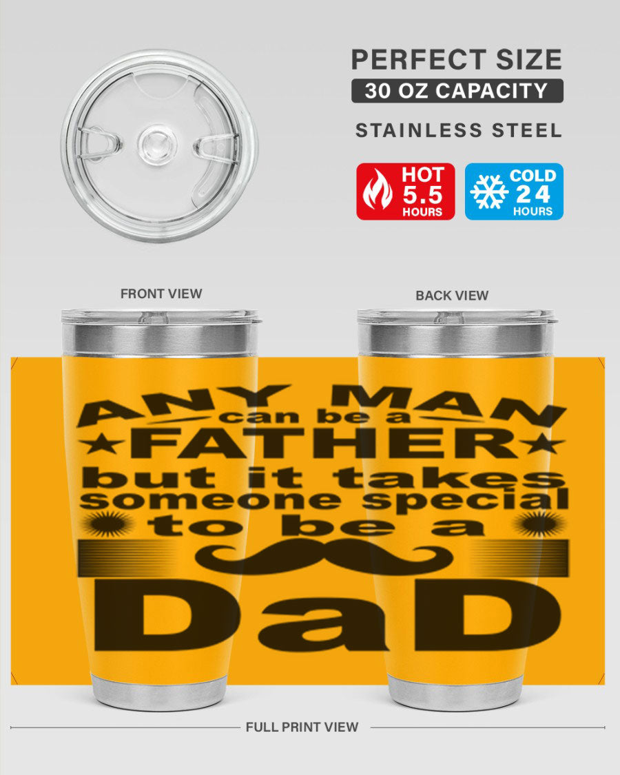 Any Man Father PNGA 238# Tumbler in stainless steel with a drink-thru lid, perfect for hot and cold beverages.