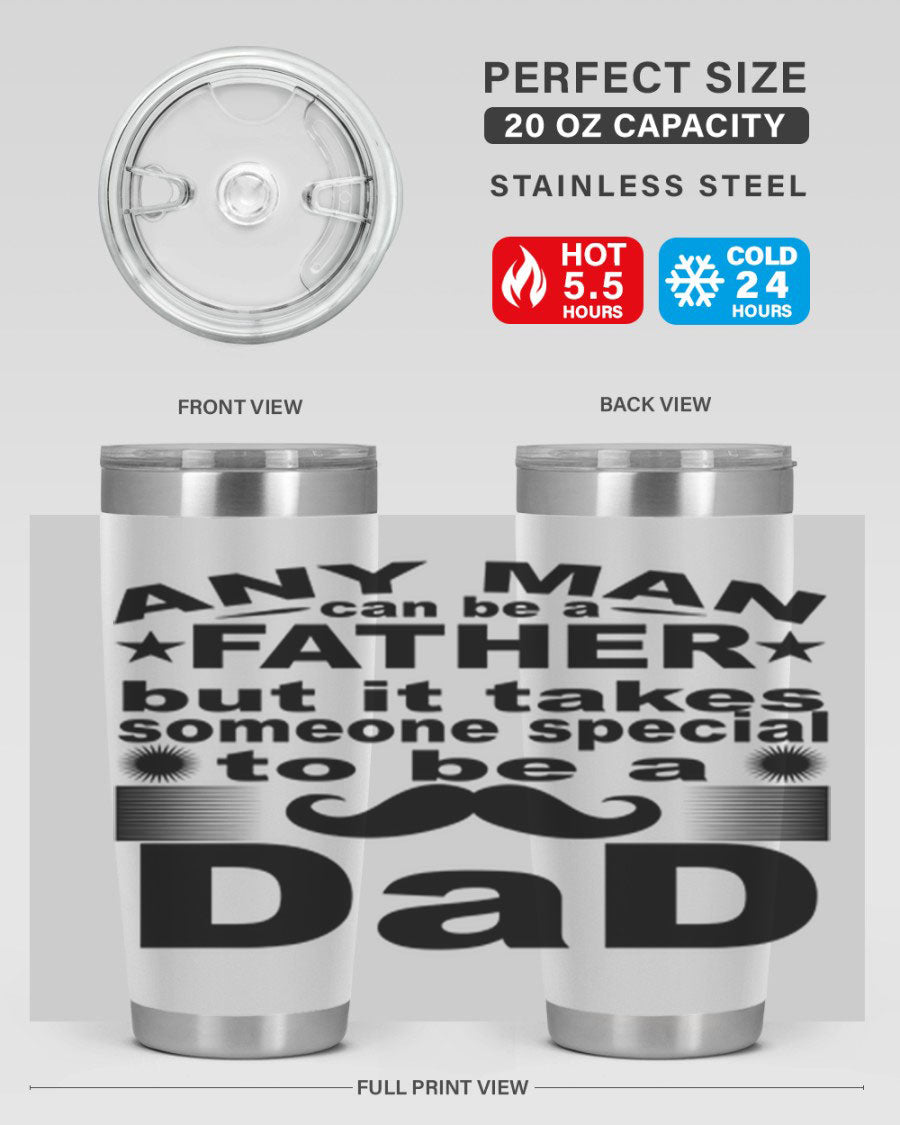 Any Man Father PNGA 238# Tumbler in stainless steel with a drink-thru lid, perfect for hot and cold beverages.