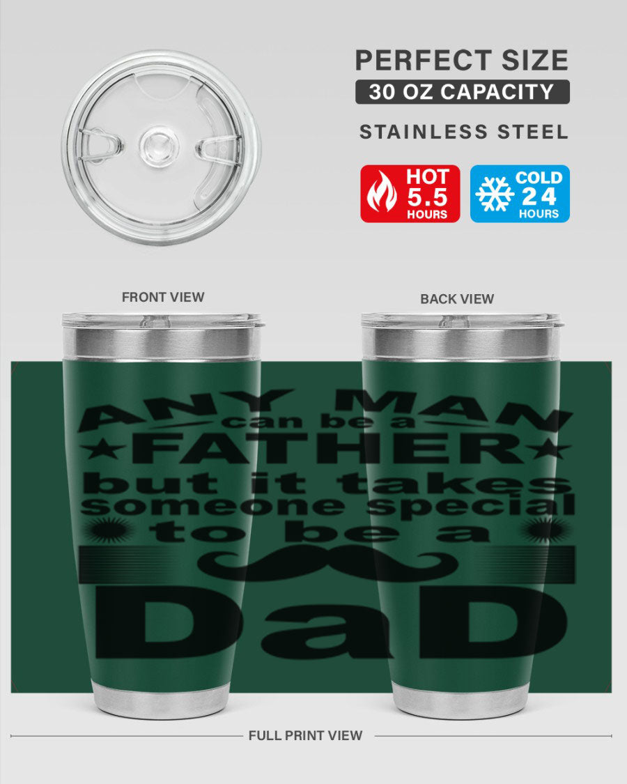 Any Man Father PNGA 238# Tumbler in stainless steel with a drink-thru lid, perfect for hot and cold beverages.
