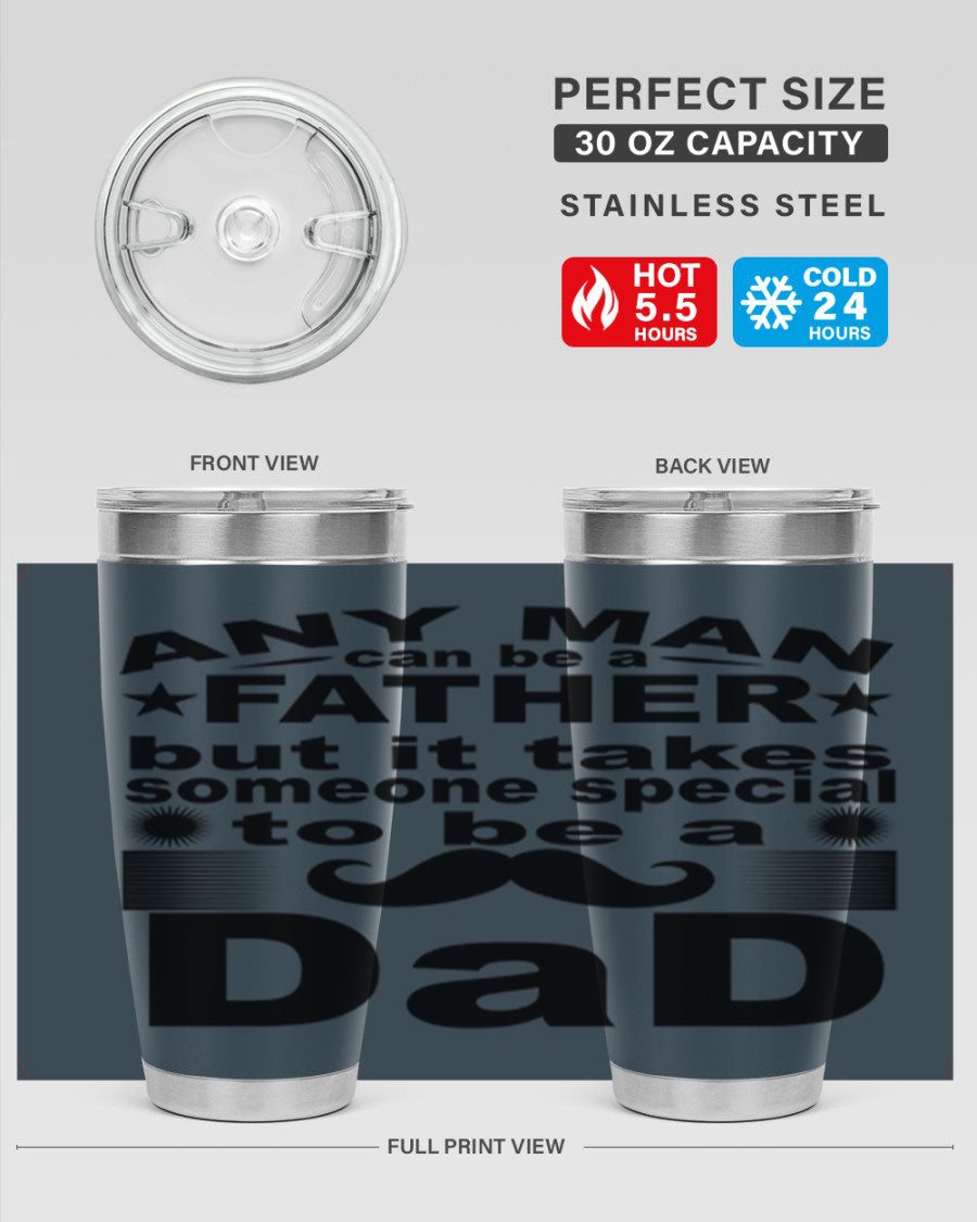 Any Man Father PNGA 238# Tumbler in stainless steel with a drink-thru lid, perfect for hot and cold beverages.