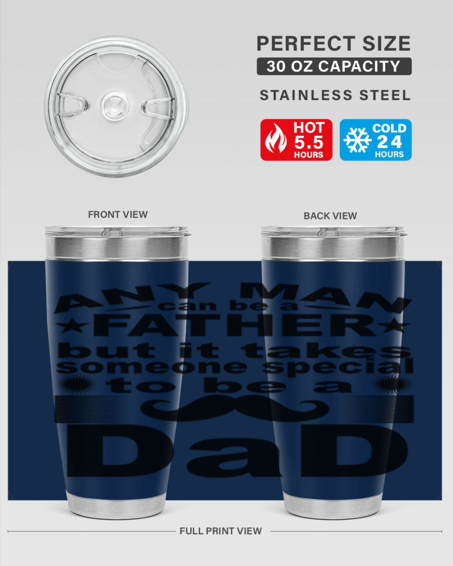 Any Man Father PNGA 238# Tumbler in stainless steel with a drink-thru lid, perfect for hot and cold beverages.