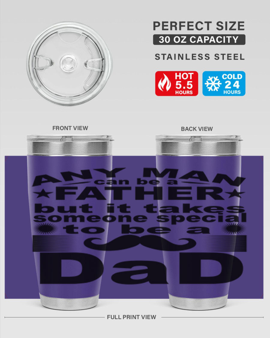 Any Man Father PNGA 238# Tumbler in stainless steel with a drink-thru lid, perfect for hot and cold beverages.