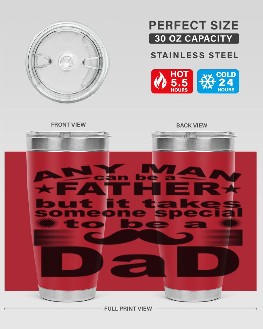 Any Man Father PNGA 238# Tumbler in stainless steel with a drink-thru lid, perfect for hot and cold beverages.