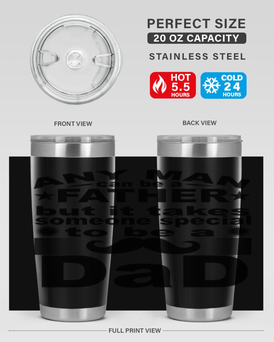 Any Man Father PNGA 238# Tumbler in stainless steel with a drink-thru lid, perfect for hot and cold beverages.