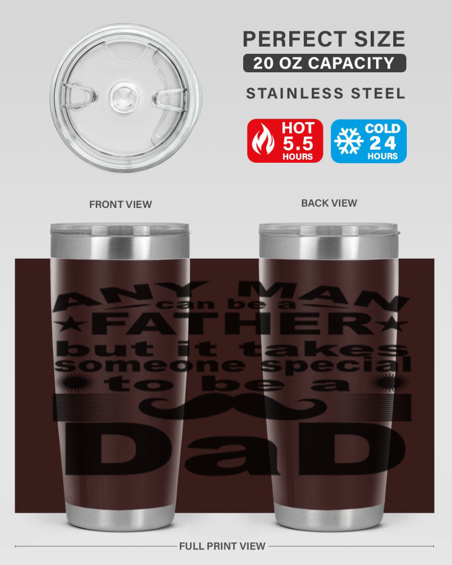 Any Man Father PNGA 238# Tumbler in stainless steel with a drink-thru lid, perfect for hot and cold beverages.