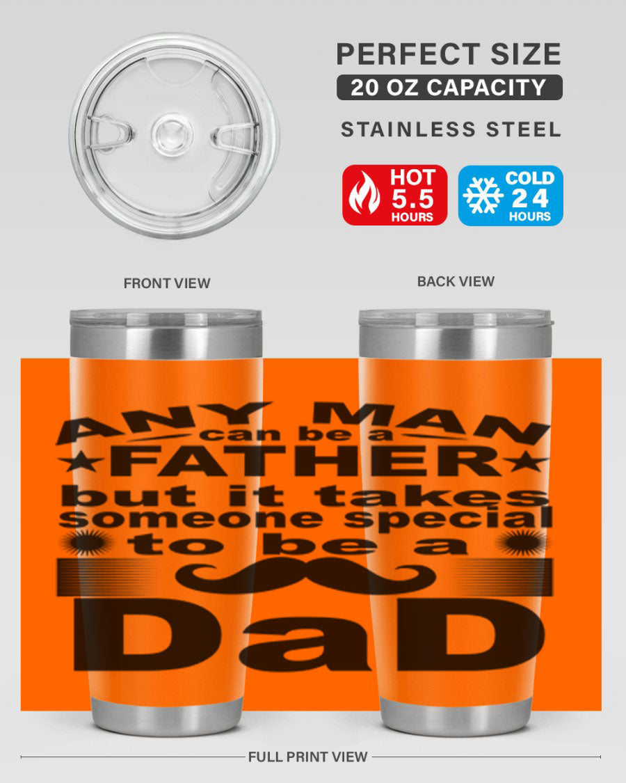 Any Man Father PNGA 238# Tumbler in stainless steel with a drink-thru lid, perfect for hot and cold beverages.