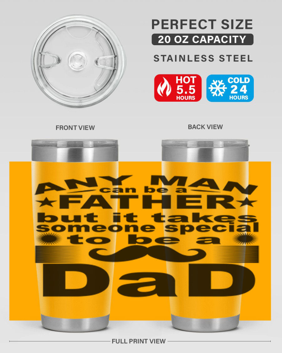 Any Man Father PNGA 238# Tumbler in stainless steel with a drink-thru lid, perfect for hot and cold beverages.