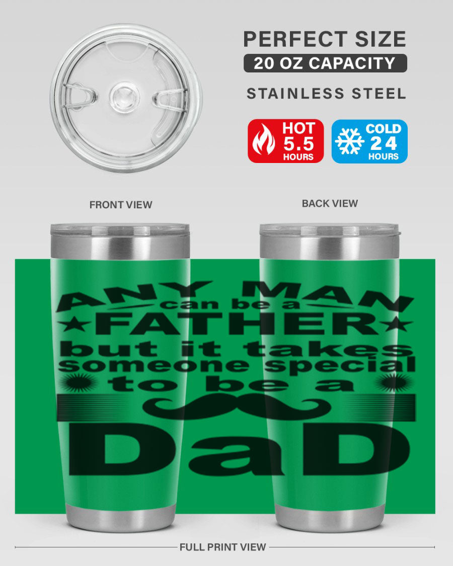 Any Man Father PNGA 238# Tumbler in stainless steel with a drink-thru lid, perfect for hot and cold beverages.