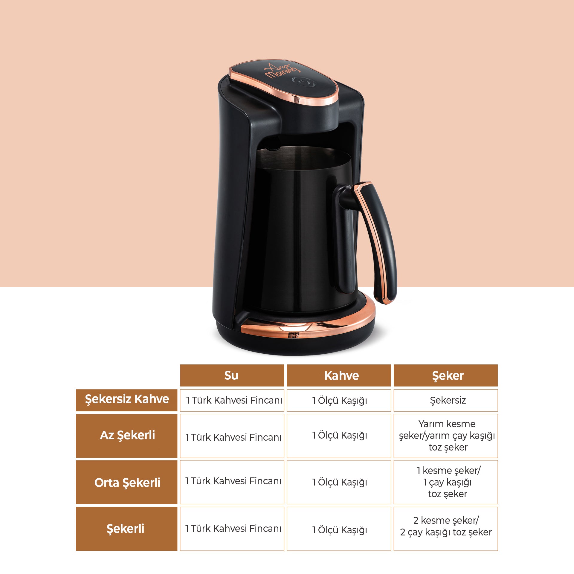 Any Morning Türkische Kaffeemaschine mit Edelstahlkanne, ideal für die Zubereitung von türkischem Kaffee für bis zu 4 Personen.