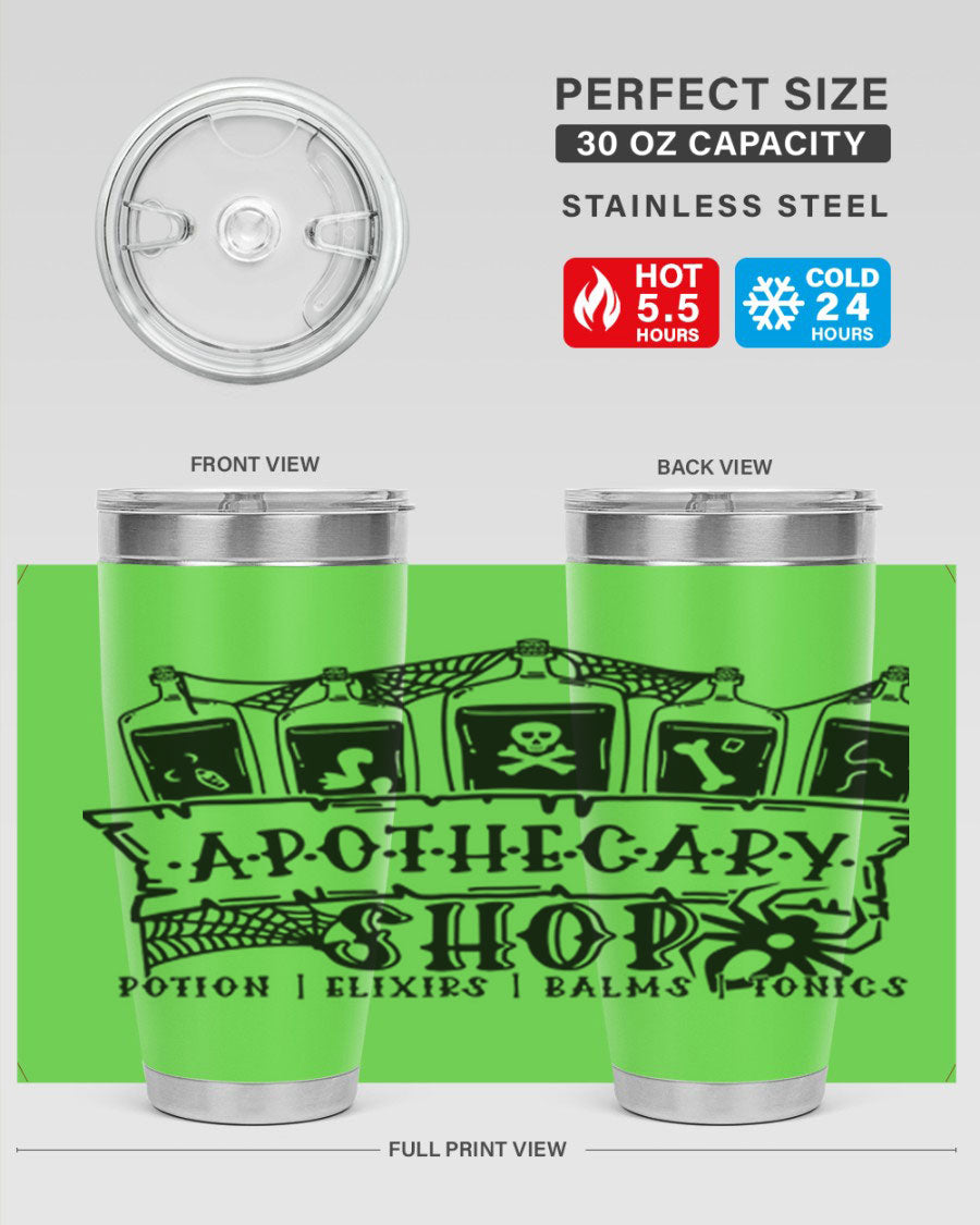 Apothecary Shop 94# Halloween Tumbler, a stylish 20oz stainless steel tumbler with a copper lining, perfect for hot and cold beverages.