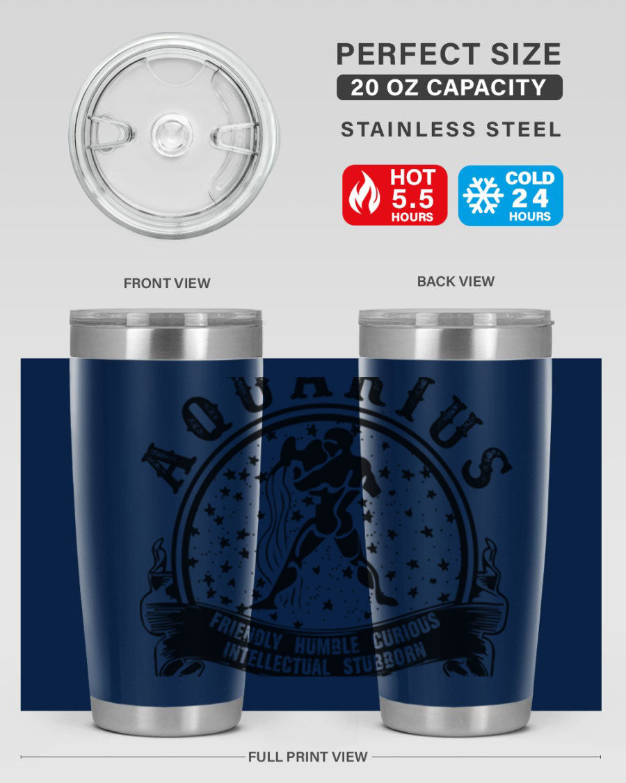 Aquarius 42# zodiac tumbler featuring a sleek stainless steel design with a vibrant zodiac print, perfect for hot and cold beverages.
