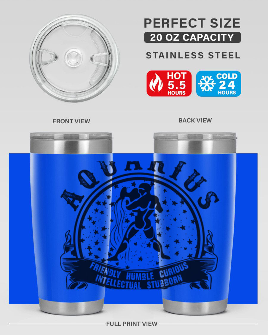 Aquarius 42# zodiac tumbler featuring a sleek stainless steel design with a vibrant zodiac print, perfect for hot and cold beverages.