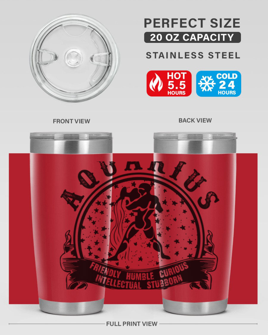 Aquarius 42# zodiac tumbler featuring a sleek stainless steel design with a vibrant zodiac print, perfect for hot and cold beverages.