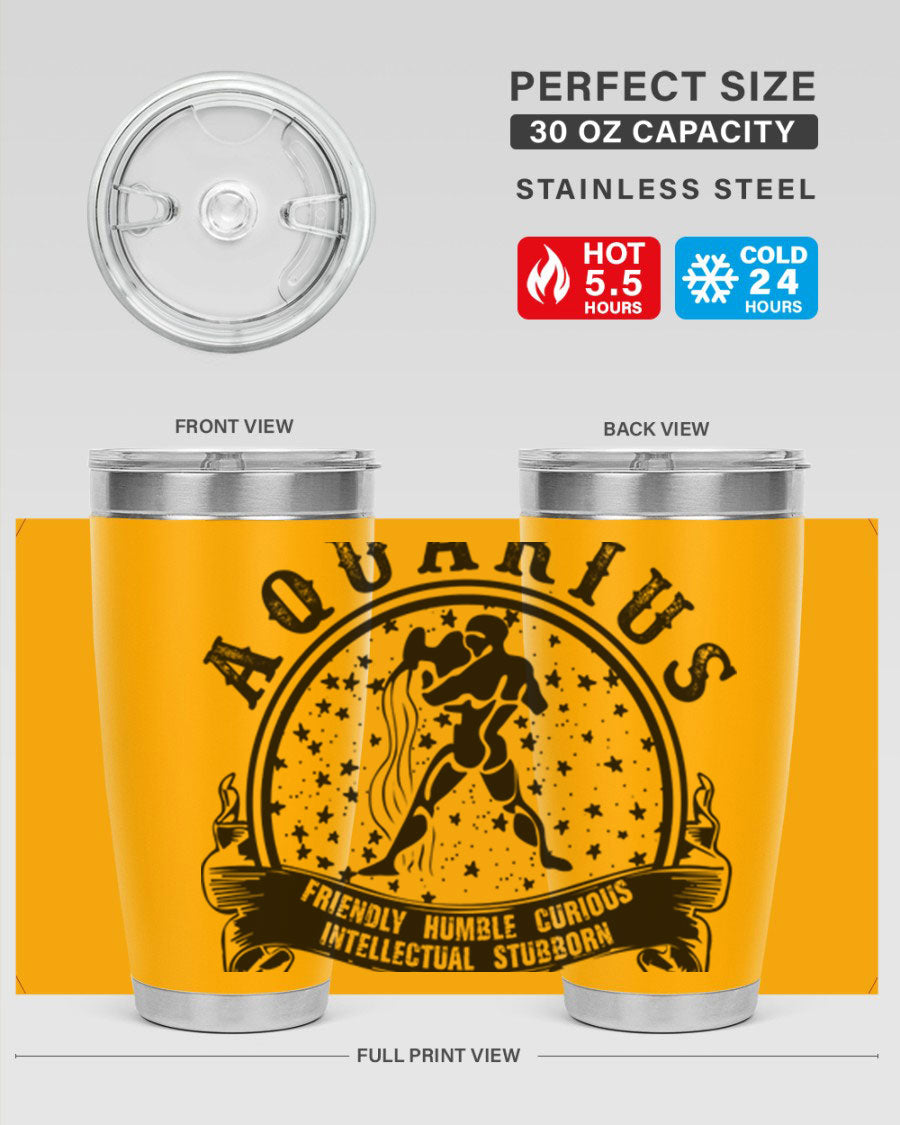 Aquarius 42# zodiac tumbler featuring a sleek stainless steel design with a vibrant zodiac print, perfect for hot and cold beverages.