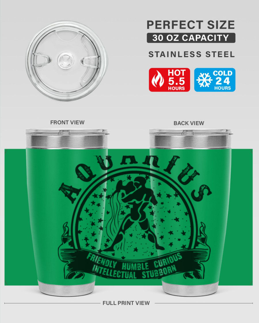 Aquarius 42# zodiac tumbler featuring a sleek stainless steel design with a vibrant zodiac print, perfect for hot and cold beverages.