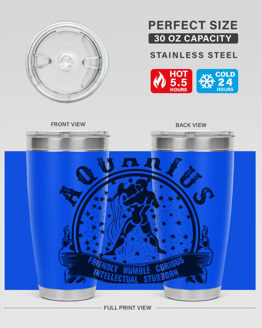 Aquarius 42# zodiac tumbler featuring a sleek stainless steel design with a vibrant zodiac print, perfect for hot and cold beverages.