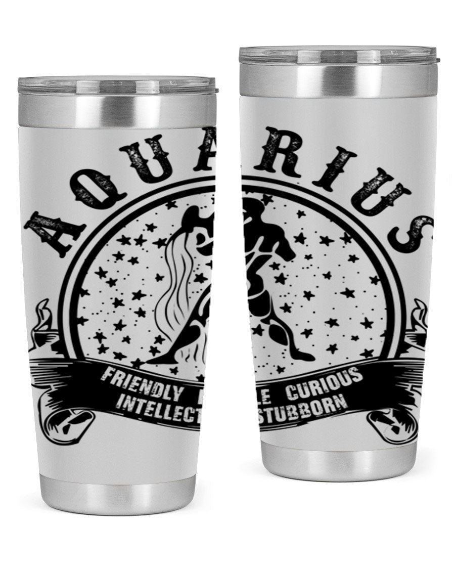 Aquarius 42# zodiac tumbler featuring a sleek stainless steel design with a vibrant zodiac print, perfect for hot and cold beverages.