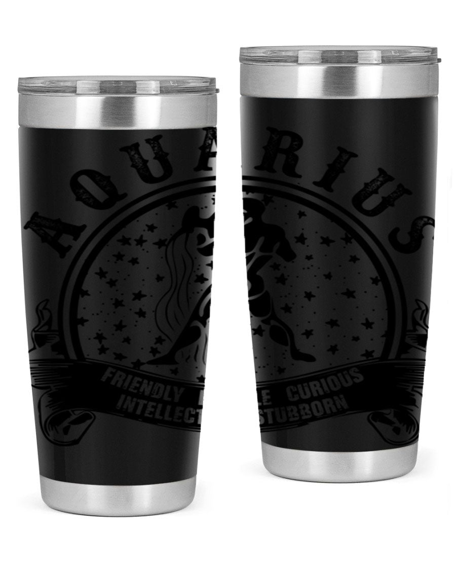 Aquarius 42# zodiac tumbler featuring a sleek stainless steel design with a vibrant zodiac print, perfect for hot and cold beverages.