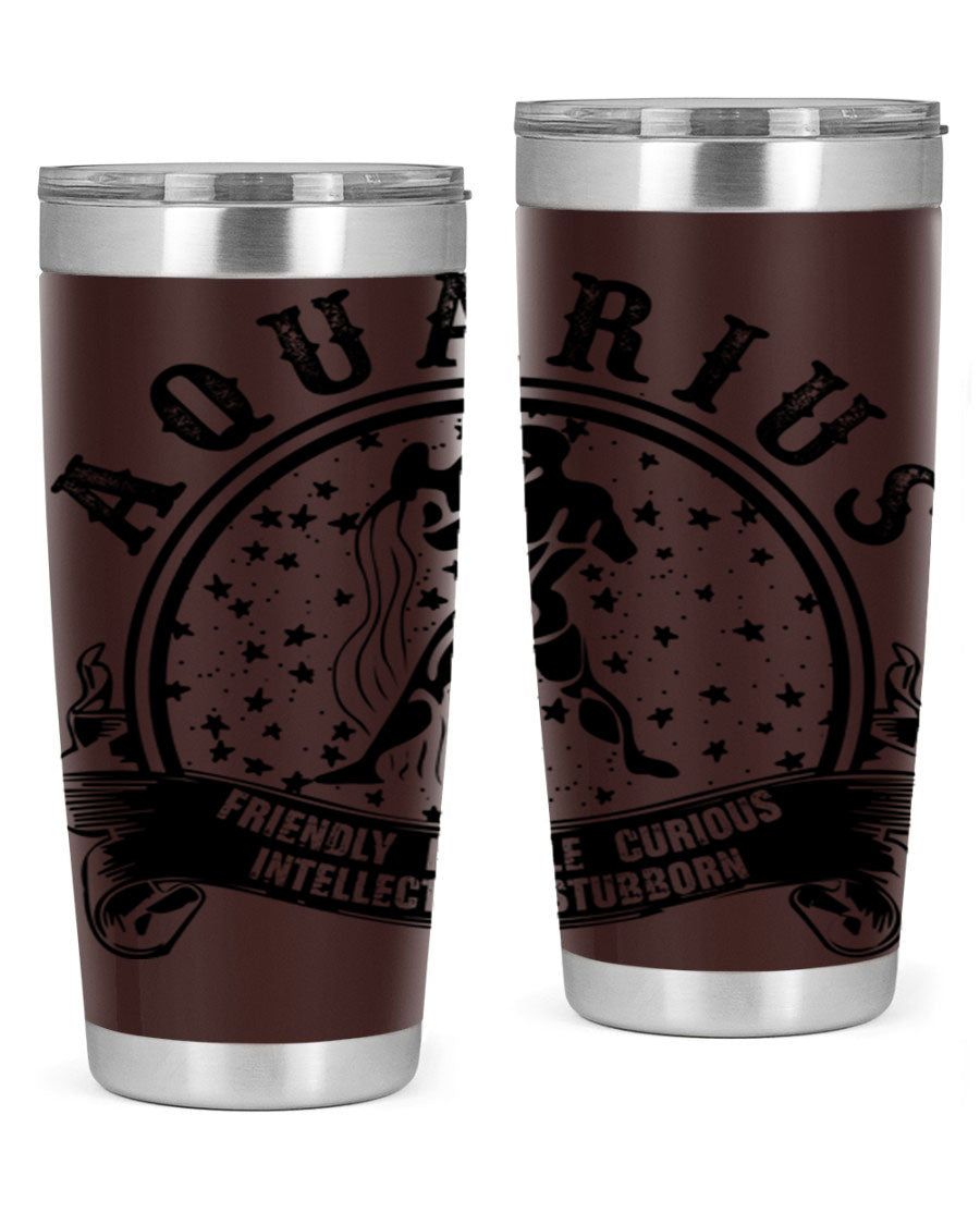 Aquarius 42# zodiac tumbler featuring a sleek stainless steel design with a vibrant zodiac print, perfect for hot and cold beverages.