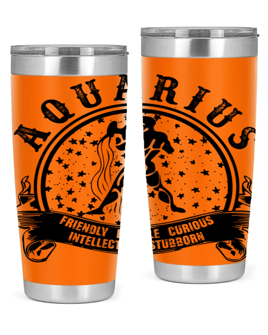 Aquarius 42# zodiac tumbler featuring a sleek stainless steel design with a vibrant zodiac print, perfect for hot and cold beverages.
