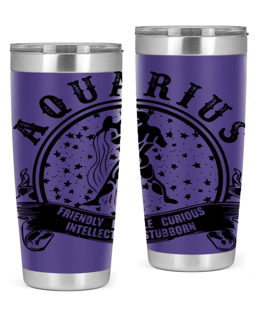 Aquarius 42# zodiac tumbler featuring a sleek stainless steel design with a vibrant zodiac print, perfect for hot and cold beverages.